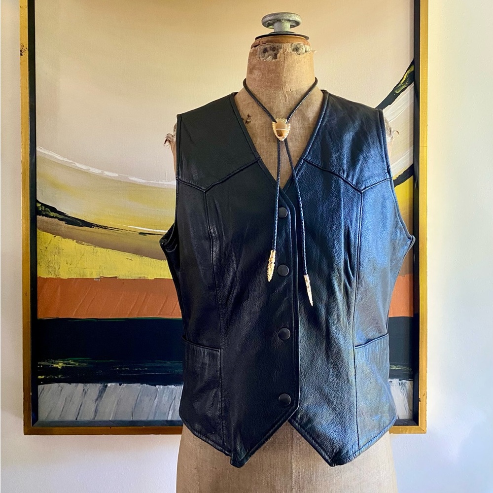 VTG First Classics Leather Moto Vest